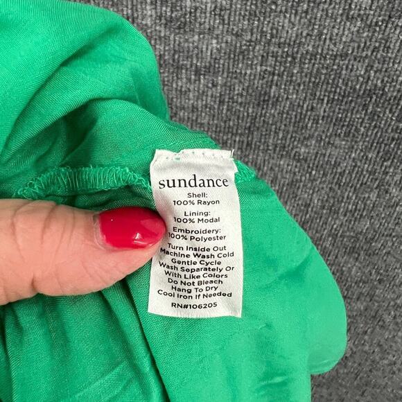 Sundance Maxi Dress Womens Large Green Eyelet Sleeveless Smocked Cottage Prairie - Picture 13 of 13